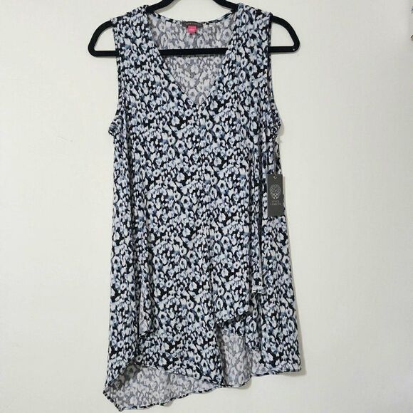 VINCE CAMUTO Women's - Size L - Blue Animal Print Sleeveless Top - Picture 2 of 6